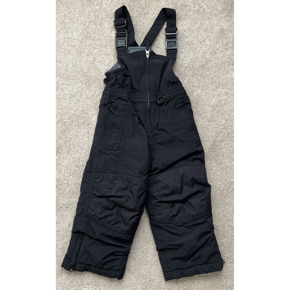 Lands End Snow Bib Overalls Toddler 3T Squall Black Grow a Long Iron Knee Winter